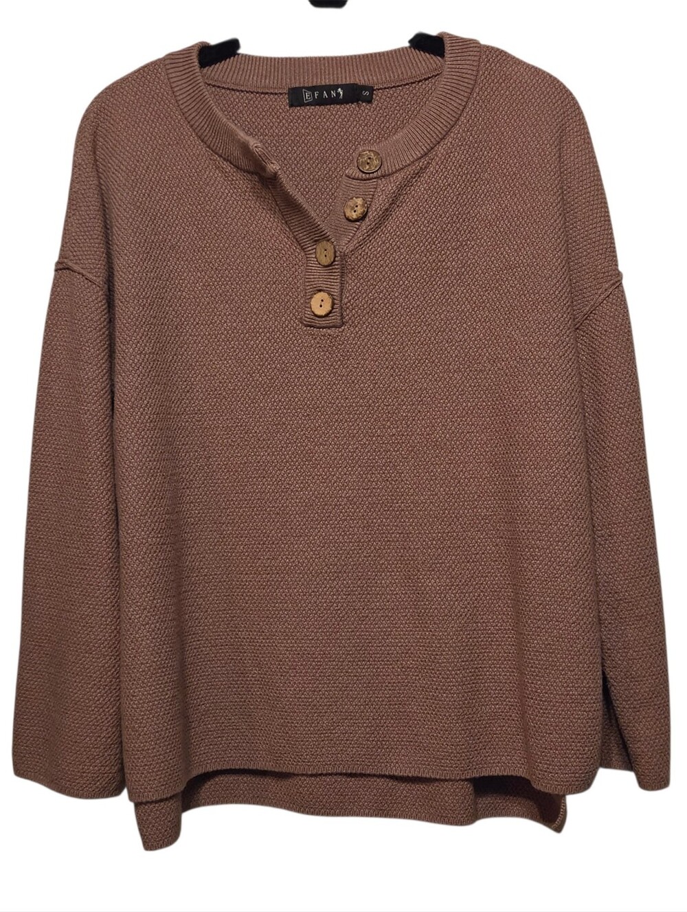 Boho Inspired Layering V-Neck Knit Sweater in Warm Mocha Size Small